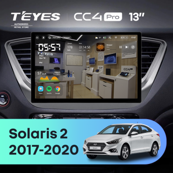 Штатная магнитола Teyes CC4 Pro 8/128 Hyundai Solaris 2 (2017-2020) F1 Тип-A (13")