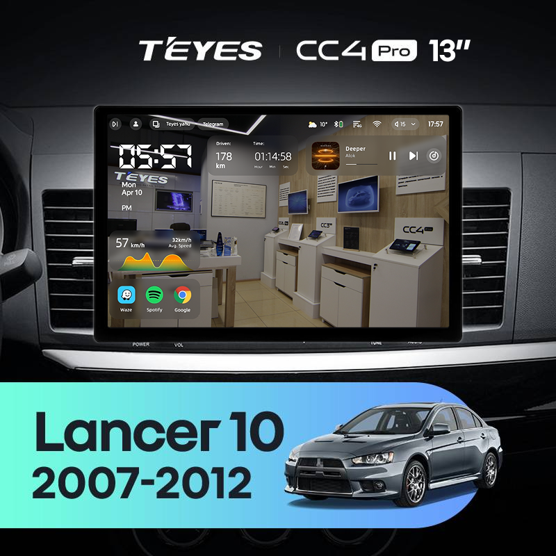 Штатная магнитола Teyes CC4 Pro 8/128 Mitsubishi Lancer 10 CY (2007-2012) Тип-A (13&quot;)