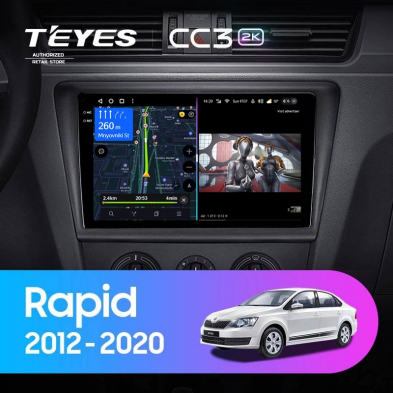 Штатная магнитола Teyes CC3 2K 360 6/128 Skoda Rapid NH3 NH1 (2012-2020)