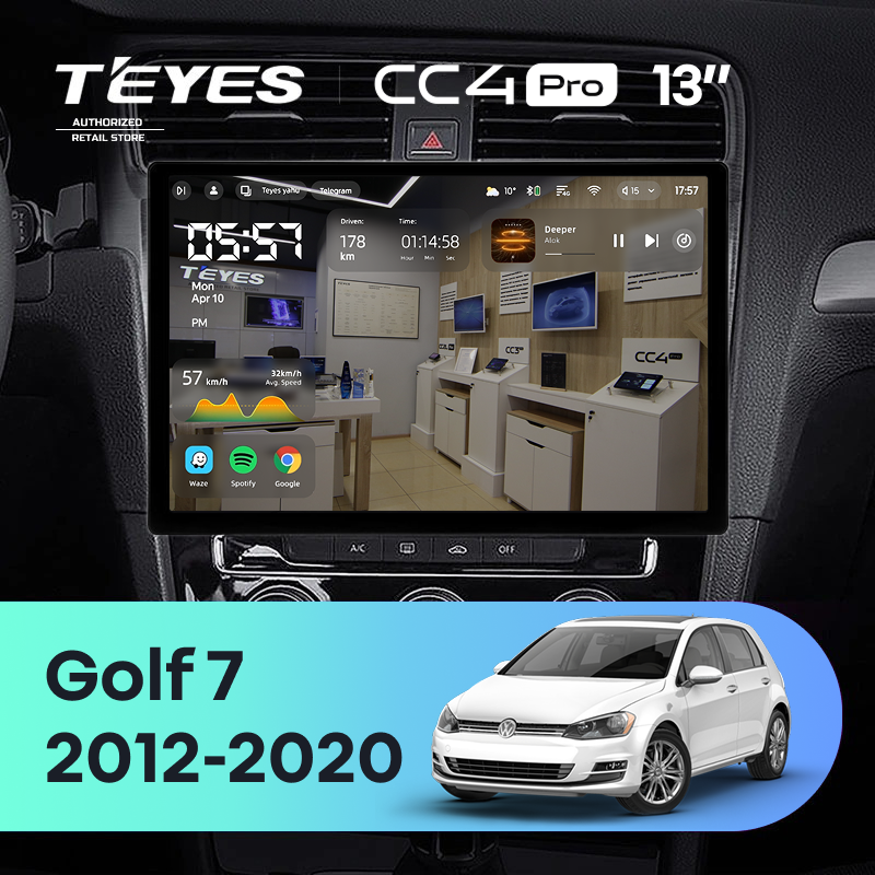 Штатная магнитола Teyes CC4 Pro 12/256 Volkswagen Golf 7 MK7 (2012-2020) F1 (13&quot;)