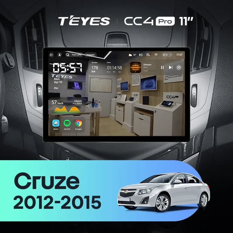 Штатная магнитола Teyes CC4 Pro 12/256 Chevrolet Cruze J300 J308 (2012-2015) F1 (11")