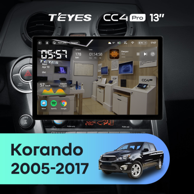 Штатная магнитола Teyes CC4 Pro 8/128 SsangYong Korando Sports (2005-2017) (13&quot;)