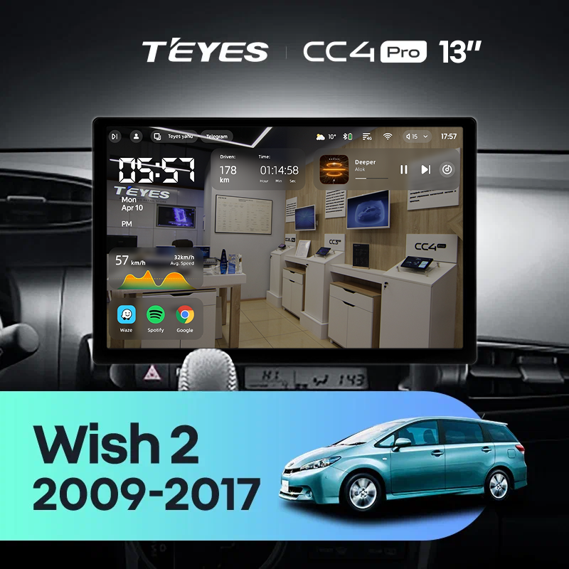 Штатная магнитола Teyes CC4 Pro 8/128 Toyota Wish 2 XE20 (2009-2017) (13&quot;)
