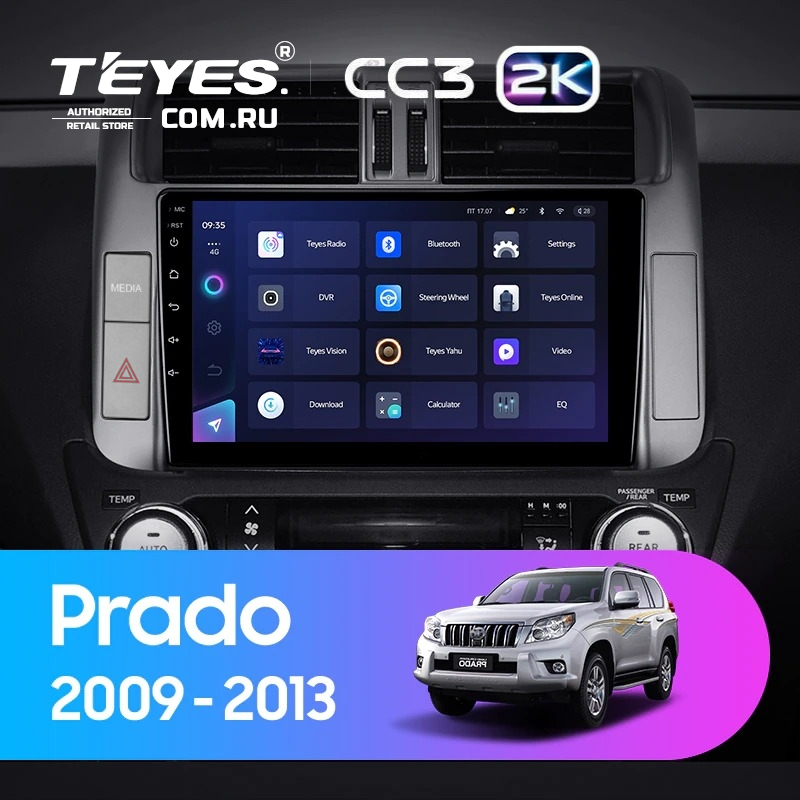 Штатная магнитола Teyes CC3 2K 6/128 Toyota Land Cruiser Prado 150 (2009-2013) F1 Тип-C