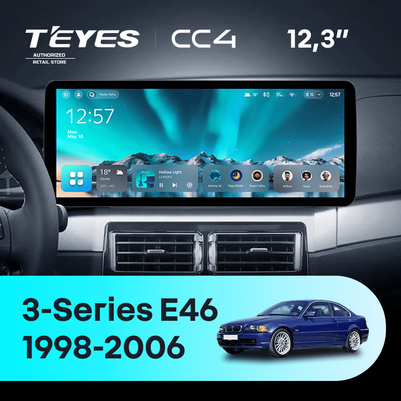 Штатная магнитола Teyes CC4 12.3" 6/64 BMW 3 серии E46 (1998-2006) Universal