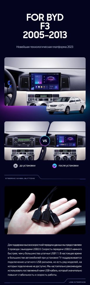 Переходная рамка BYD F3 1 (2005-2013) (9&quot;)