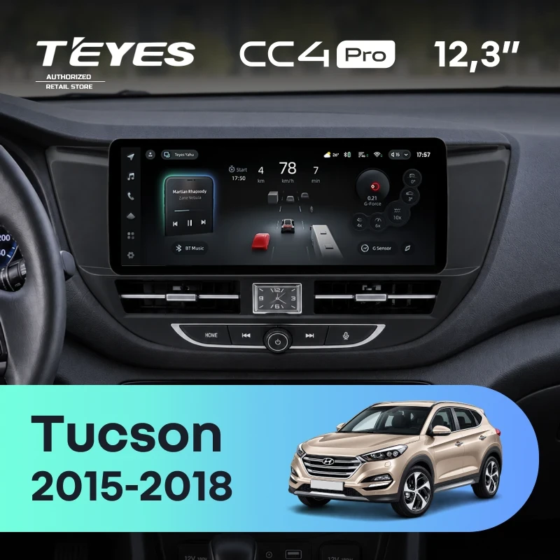 Штатная магнитола Teyes CC4 Pro 12.3" 8/128 Hyundai Tucson 3 (2015-2018) Тип-A