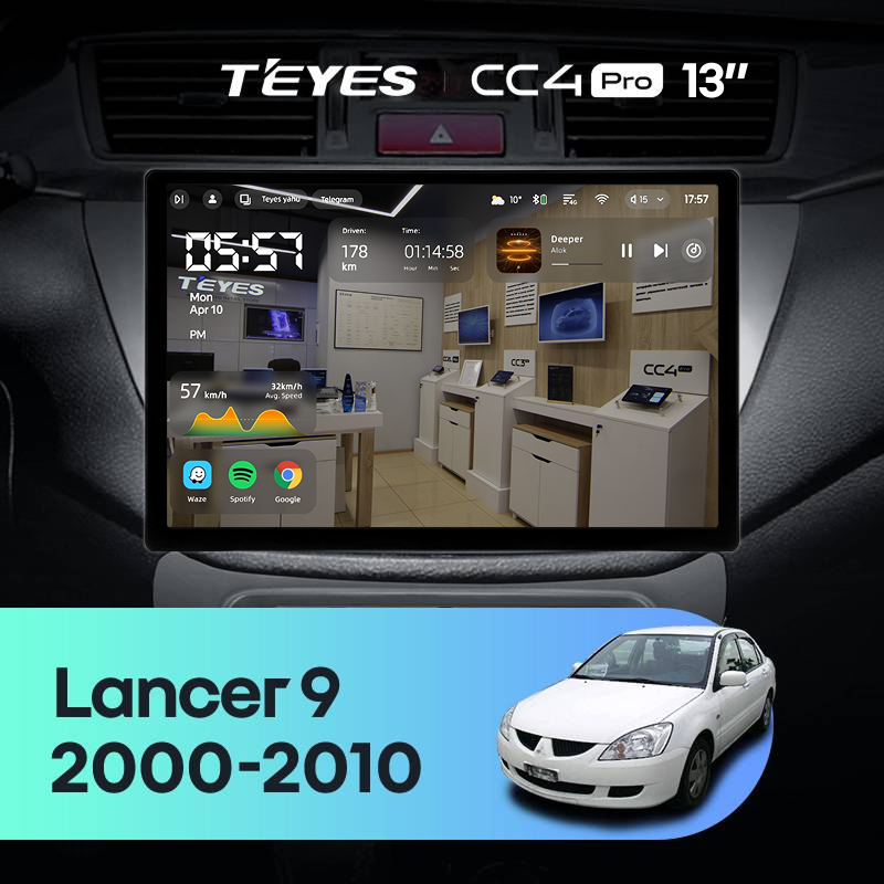 Штатная магнитола Teyes CC4 Pro 8/128 Mitsubishi Lancer 9 CS (2000-2010) (13&quot;)