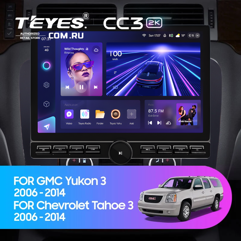 Штатная магнитола Teyes CC3 2K 6/128 Chevrolet Tahoe (2006-2014) (13&quot; с кнопками) (Черная)