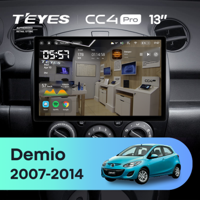 Штатная магнитола Teyes CC4 Pro 8/128 Mazda Demio DE (2007-2014) (13&quot;)
