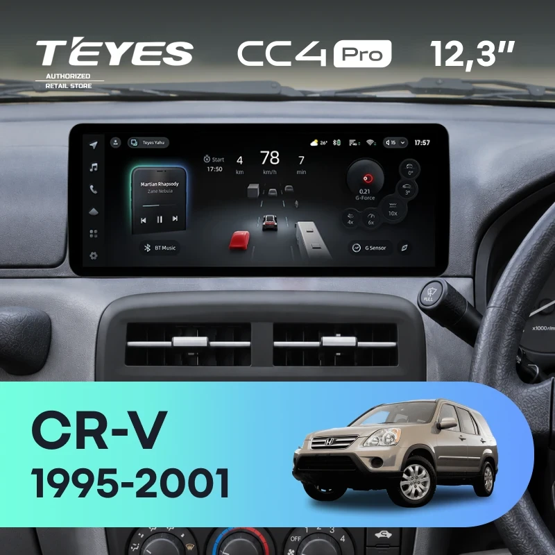 Штатная магнитола Teyes CC4 Pro 12.3" 12/256 Honda CR-V (1995-2001) Правый руль