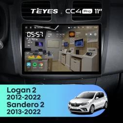 Штатная магнитола Teyes CC4 Pro 12/256 Renault Logan 2 (2012-2022) F1 (11")