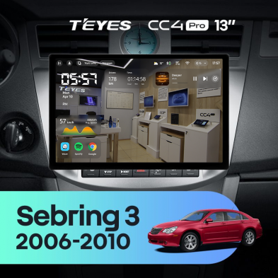 Штатная магнитола Teyes CC4 Pro 8/128 Chrysler Sebring 3 JS (2006-2010) (13&quot;)