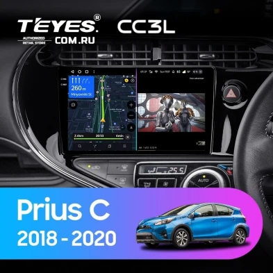 Штатная магнитола Teyes CC3L 4/64 Toyota Prius C (2018-2020) Правый руль