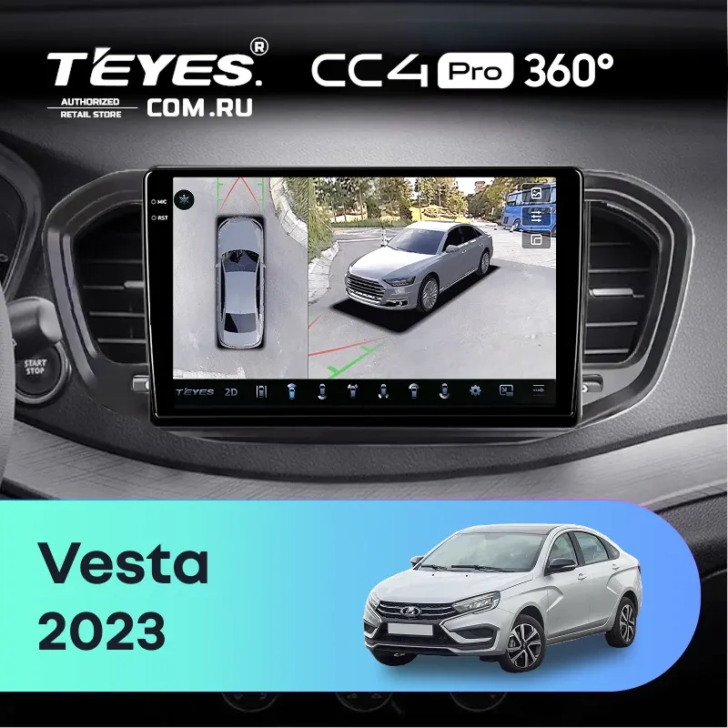 Штатная магнитола Teyes CC4 Pro 360 12/256 LADA Vesta 2023+ F2 Тип-A (9")