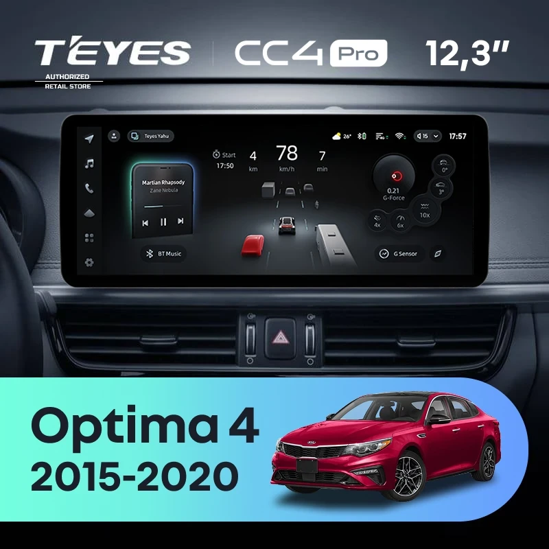 Штатная магнитола Teyes CC4 Pro 12.3" 8/128 Kia Optima 4 JF (2015-2020) Тип-A