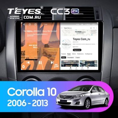 Штатная магнитола Teyes CC3 2K 4/64 Toyota Corolla 10 E140 E150 (2006-2013) Тип-A (11&quot;)