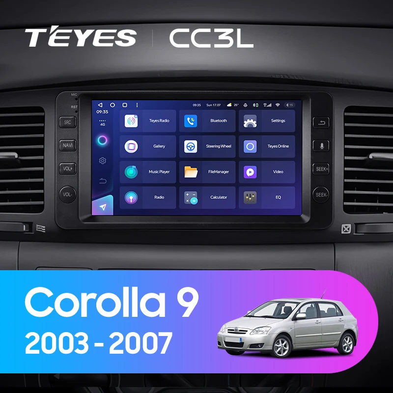 Штатная магнитола Teyes CC3 4/32 Toyota Corolla 9 E120 E130 (2003-2007) 7&quot;