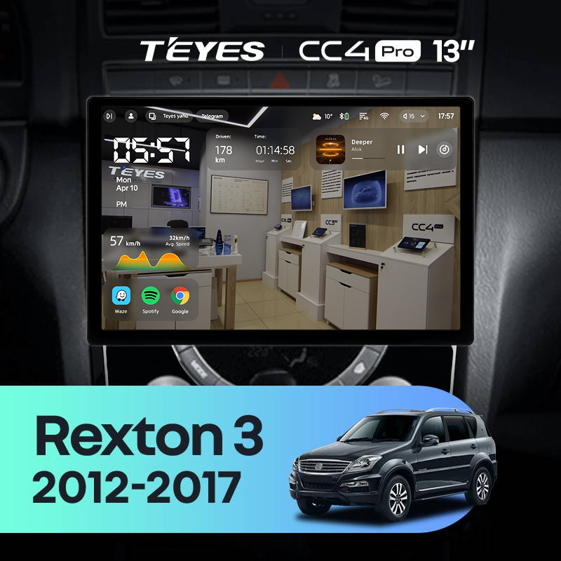 Штатная магнитола Teyes CC4 Pro 8/128 SsangYong Rexton Y290 3 (2012-2017) (13&quot;)