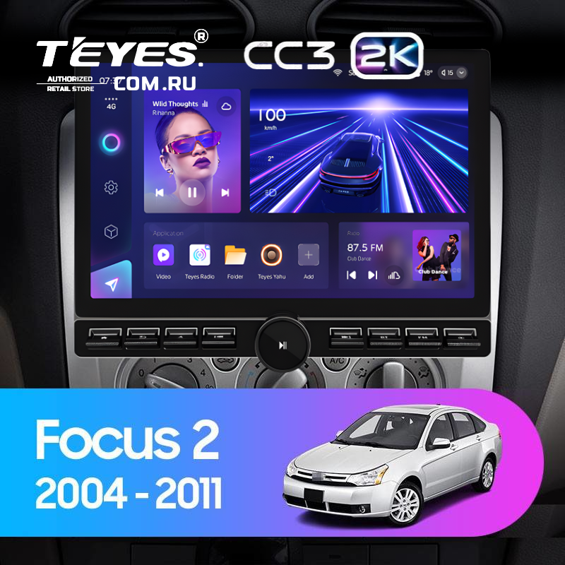 Штатная магнитола Teyes CC3 2K 6/128 Ford Focus 2 Mk 2 (2004-2011) F2 (13&quot; с кнопками)