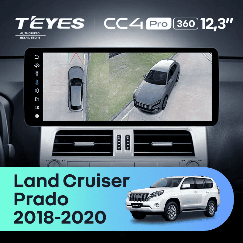 Штатная магнитола Teyes CC4 Pro 12.3" 360 8/128 Toyota Land Cruiser Prado 150 (2018-2020)
