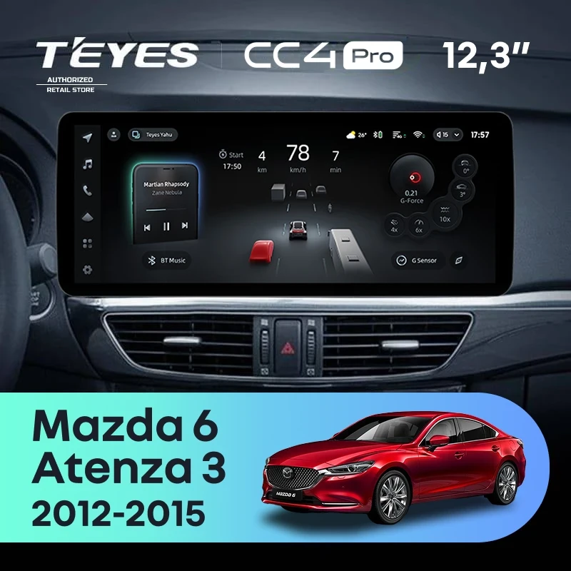 Штатная магнитола Teyes CC4 Pro 12.3" 8/128 Mazda Atenza 3 (2012-2015) Тип-B Правый руль