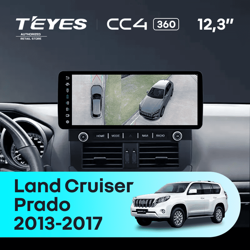 Штатная магнитола Teyes CC4 12.3" 360 8/128 Toyota Land Cruiser Prado 150 (2013-2017) F2