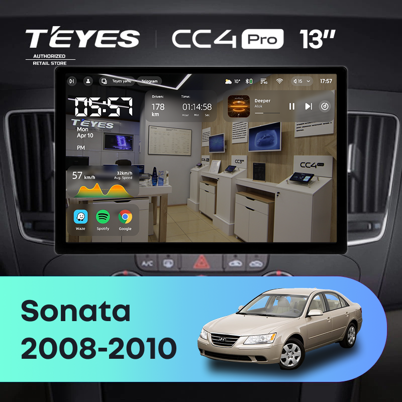 Штатная магнитола Teyes CC4 Pro 8/128 Hyundai Sonata NF (2008-2010) F2 (13&quot;)
