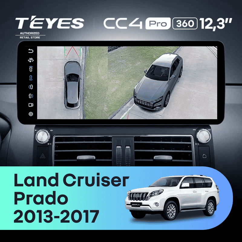 Штатная магнитола Teyes CC4 Pro 12.3" 360 8/128 Toyota Land Cruiser Prado 150 (2013-2017) F1