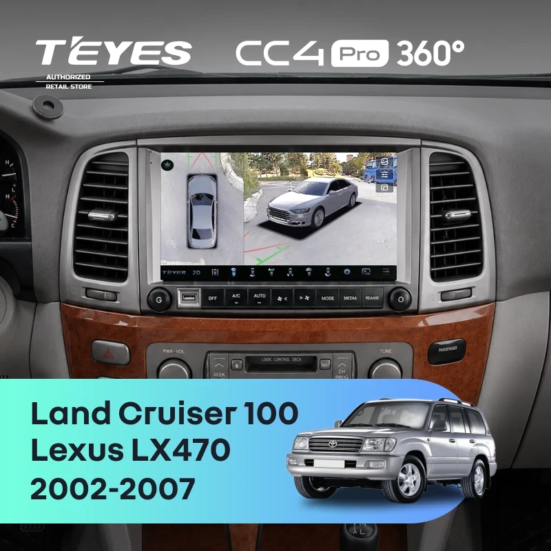Штатная магнитола Teyes CC4 Pro 360 8/128 Toyota Land Cruiser 100 (2002-2007) F2 Тип-C