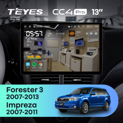 Штатная магнитола Teyes CC4 Pro 8/128 Subaru Forester 3 SH (2007-2013) (13&quot;)