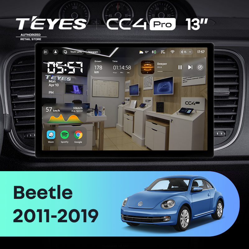 Штатная магнитола Teyes CC4 Pro 8/128 Volkswagen Beetle A5 (2011-2019) (13&quot;)