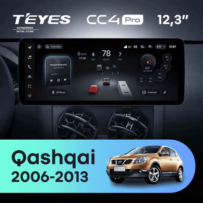 Штатная магнитола Teyes CC4 Pro 12.3" 12/256 Nissan Qashqai 1 J10 (2006-2013)