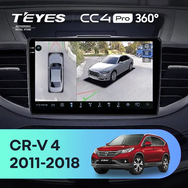 Штатная магнитола Teyes CC4 Pro 360 12/256 Honda CR-V 4 RM RE (2011-2018) Тип-C