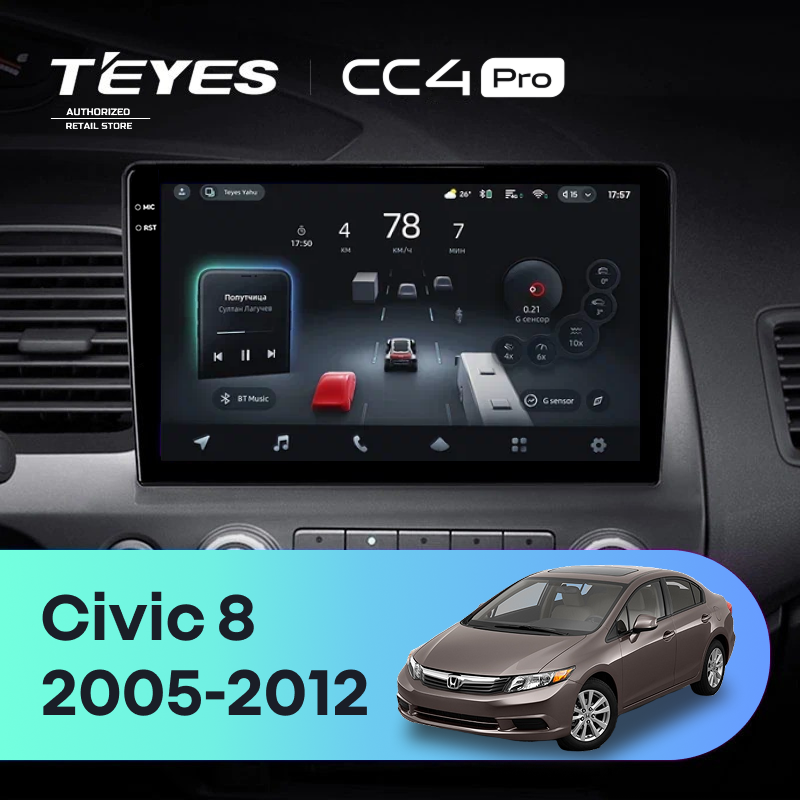 Штатная магнитола Teyes CC4 Pro 8/128 Honda Civic 8 FK FN FD (2005-2012)
