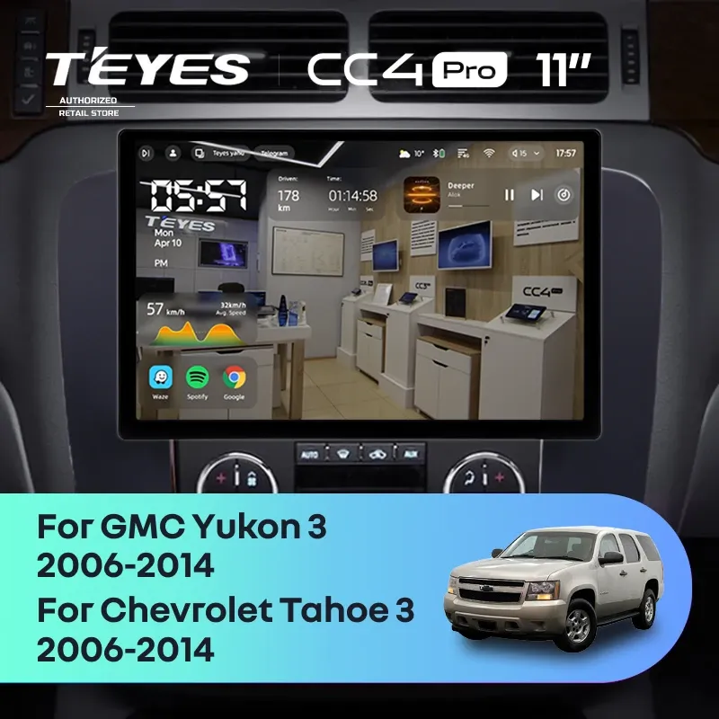 Штатная магнитола Teyes CC4 Pro 12/256 Chevrolet Tahoe (2006-2014) (11") (Черная)