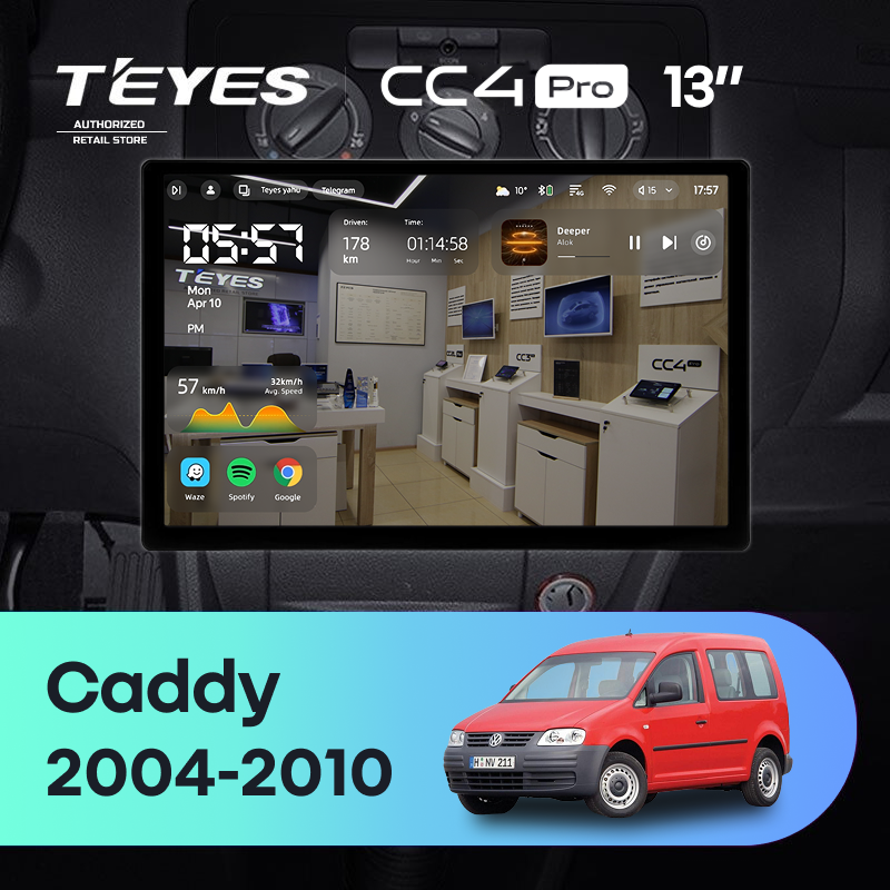 Штатная магнитола Teyes CC4 Pro 8/128 Volkswagen Caddy 2K (2004-2010) (13&quot;) (10 inch Universal)