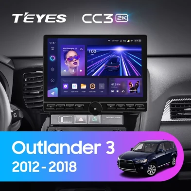Штатная магнитола Teyes CC3 2K 6/128 Mitsubishi Outlander 3 GF0W GG0W (2012-2018) Тип-B (13" с кнопками)