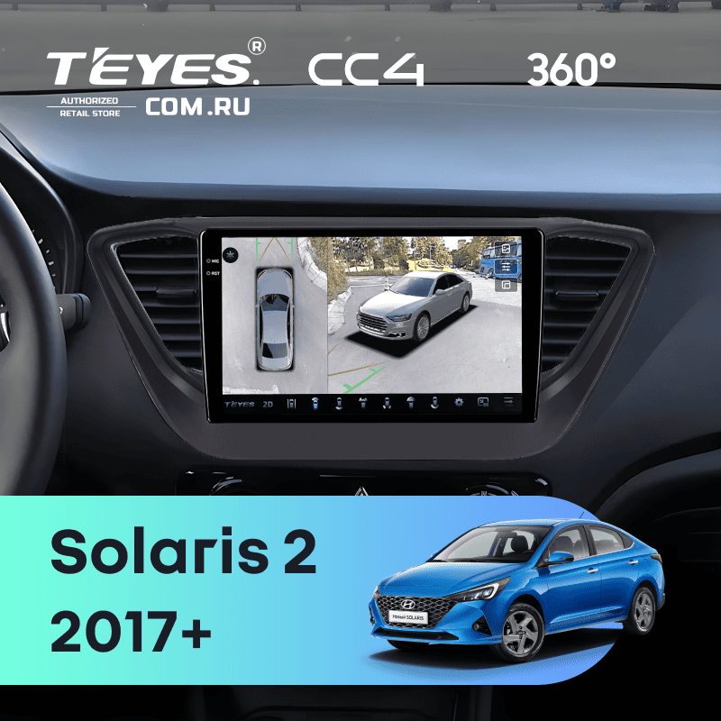 Штатная магнитола Teyes CC4 360 8/128 Hyundai Solaris 2 (2017-2020) F2 (черный матовый) Тип-B
