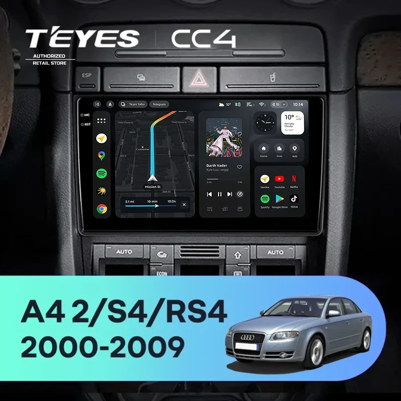 Штатная магнитола Teyes CC4 6/64 Audi A4 (2000-2009) (0din)