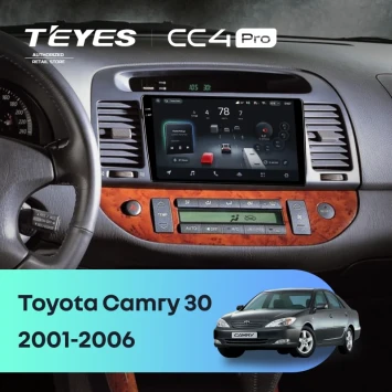 Штатная магнитола Teyes CC4 Pro 12/256 Toyota Camry 5 XV 30 (2001-2006) Тип-C (черная)