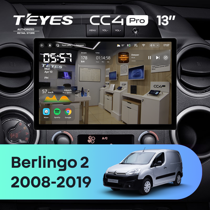 Штатная магнитола Teyes CC4 Pro 8/128 Citroen Berlingo 2 B9 (2008-2019) (13&quot;)