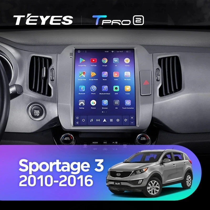 Штатная магнитола Tesla style Teyes TPRO 2 6/128 Kia Sportage 3 SL (2010-2016) Тип-C
