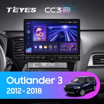 Штатная магнитола Teyes CC3 2K 6/128 Mitsubishi Outlander 3 GF0W GG0W (2012-2018) Тип-A (13" с кнопками)
