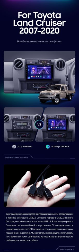 Штатная магнитола Teyes CC3 2K 4/32 Toyota Land Cruiser 70 Series LC 79 (2007-2020)