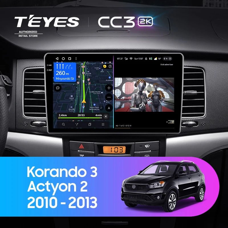 Штатная магнитола Teyes CC3 2K 6/128 SsangYong Korando 3 (2010-2013)