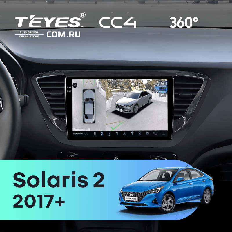 Штатная магнитола Teyes CC4 360 8/128 Hyundai Solaris 2 (2017-2020) F3 (черный глянец) Тип-A