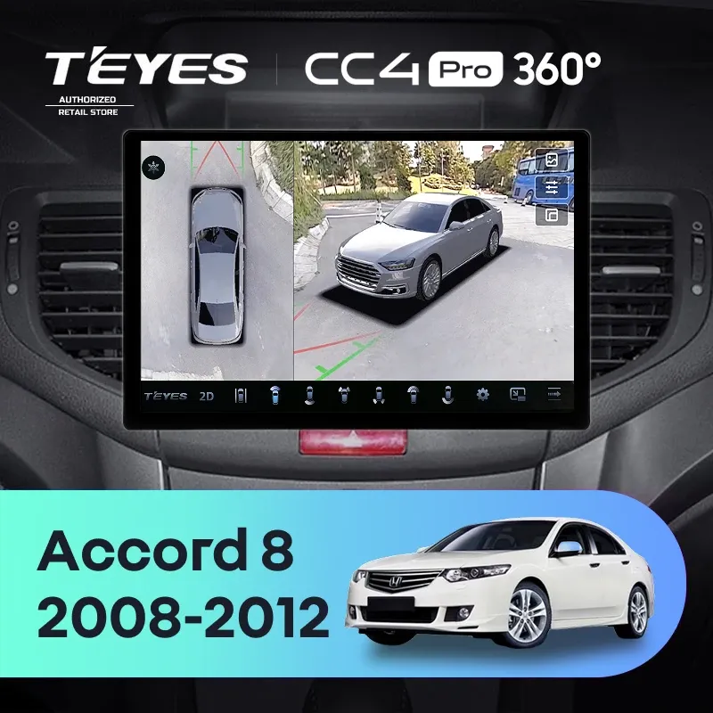 Штатная магнитола Teyes CC4 Pro 360 8/128 Honda Accord 7 (2002-2008) F2 (13")