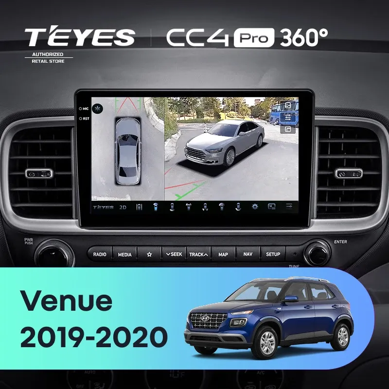 Штатная магнитола Teyes CC4 Pro 360 8/128 Hyundai Venue (2019-2020) Правый руль