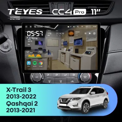 Штатная магнитола Teyes CC4 Pro 8/128 Nissan X-Trail 3 T32 (2013-2022) F2 Тип-C (11")